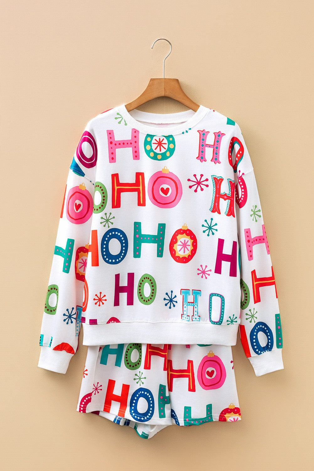 HoHoHo Christmas Fashion Print 2pcs Lounge Short Set