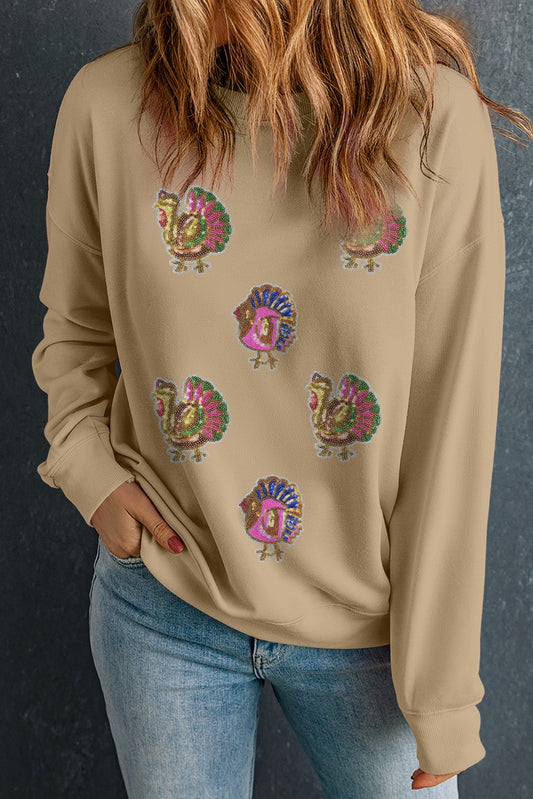 Thanksgiving Turkey Graphic Baggy Sweatshirt