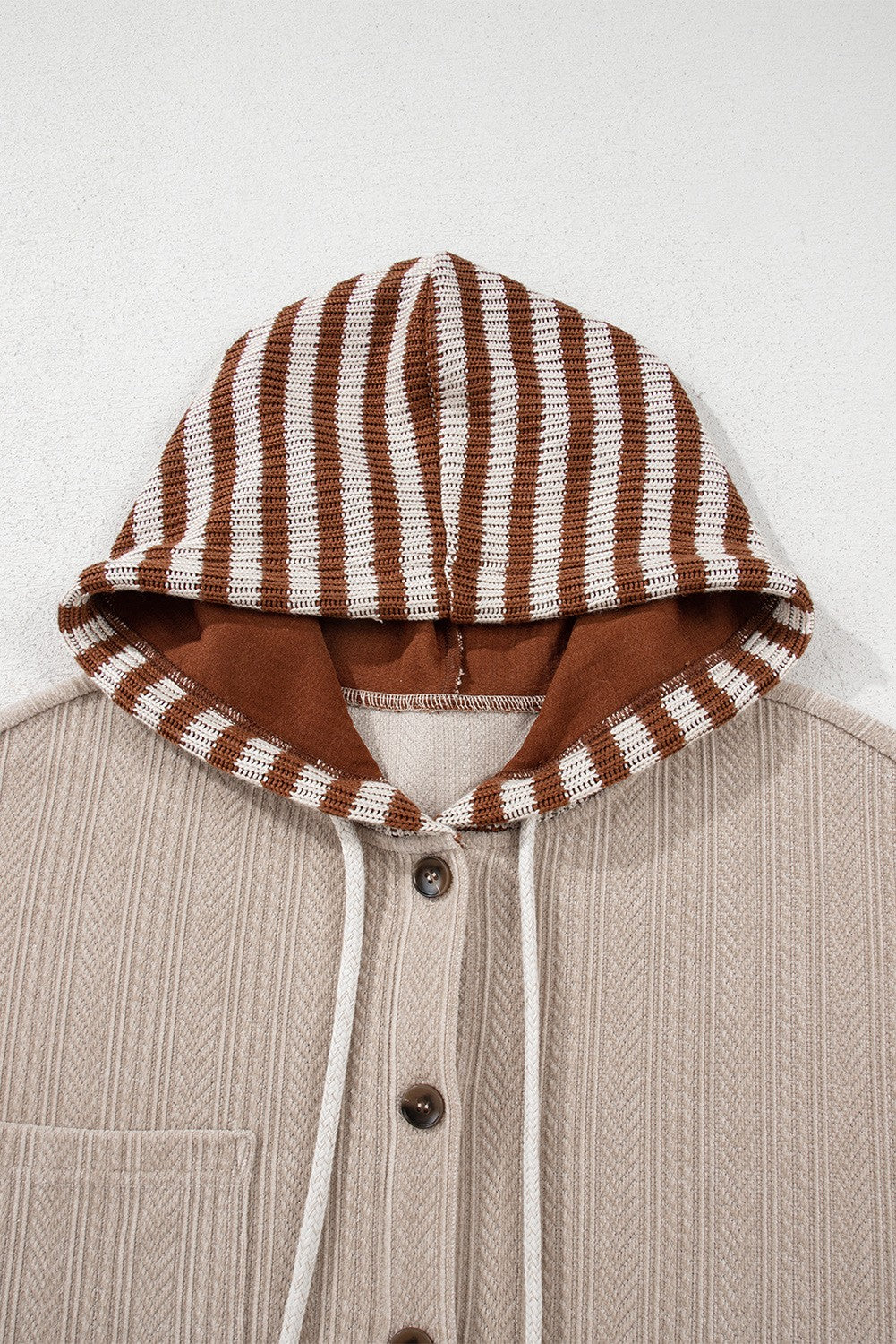 Striped Drawstring Button Down Hoodie