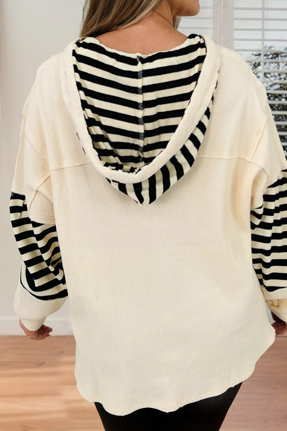 Striped Star Embellished Hoodie
