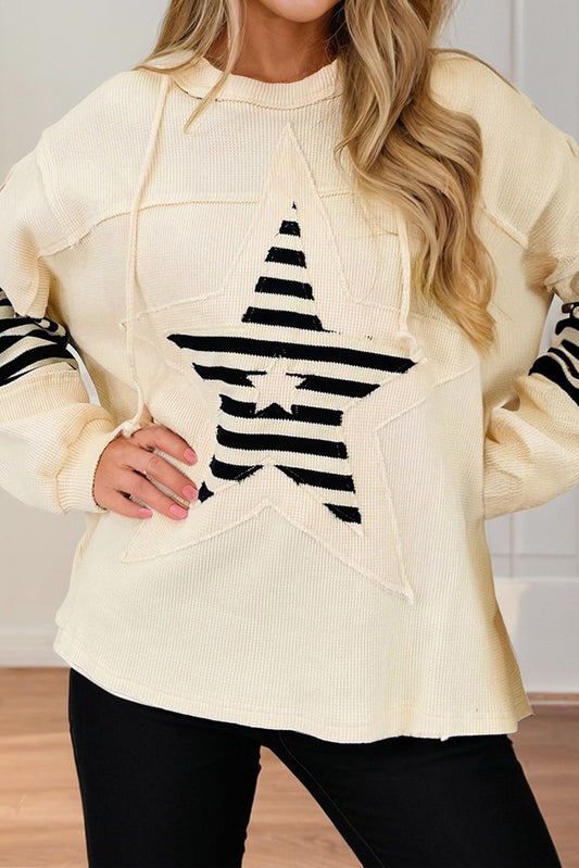 Striped Star Embellished Hoodie