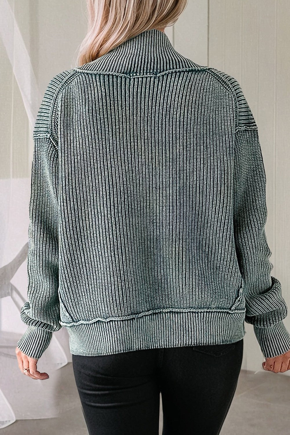 Mineral Wash Patchwork Knit Sweater Cardigan