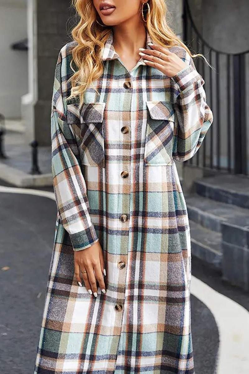 Checked Jacket, Casual Outerwear For Fal
