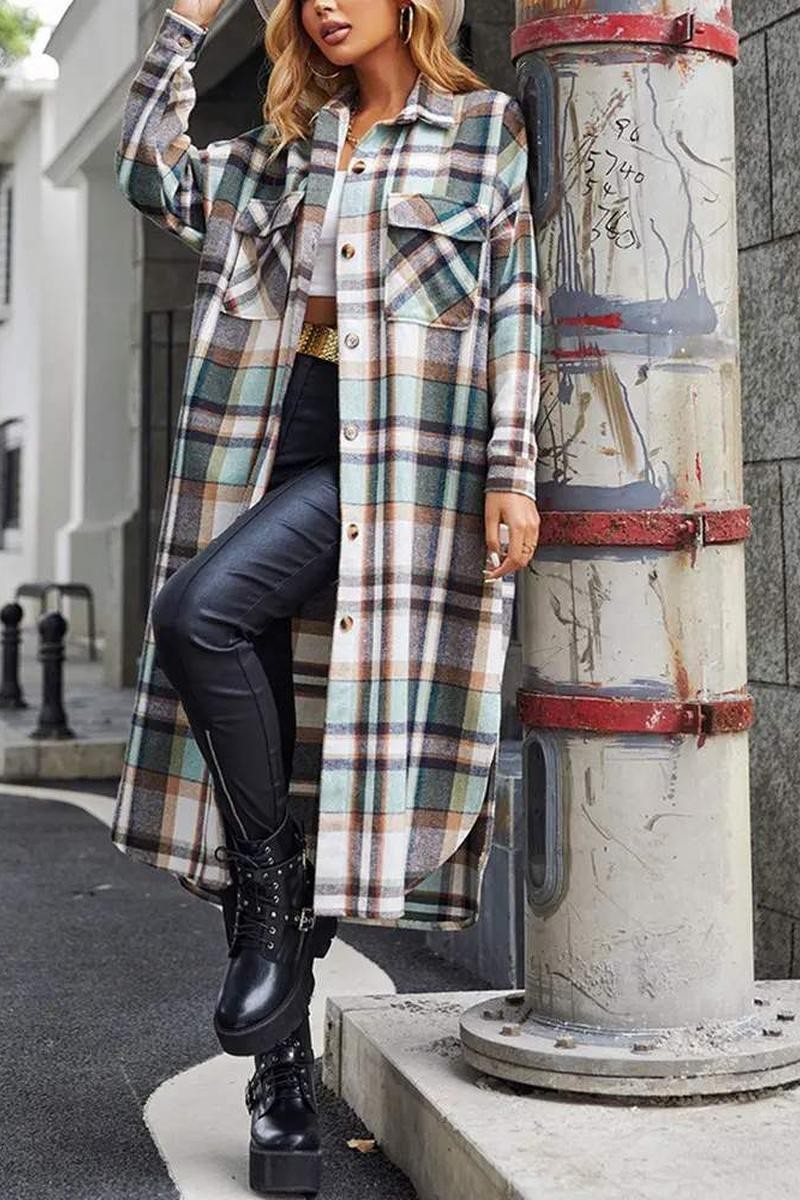 Checked Jacket, Casual Outerwear For Fal