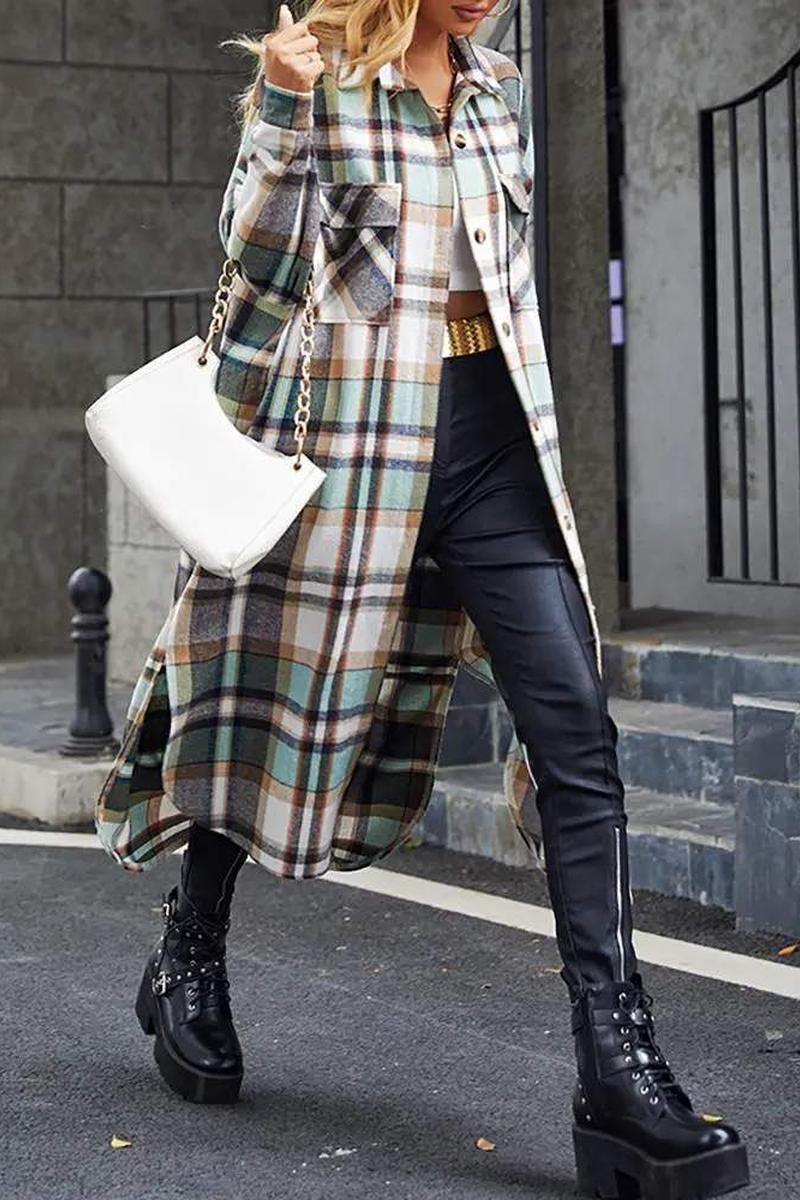 Checked Jacket, Casual Outerwear For Fal