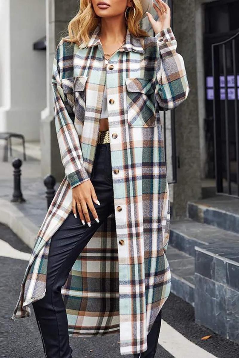 Checked Jacket, Casual Outerwear For Fal