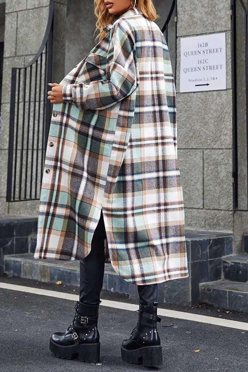 Checked Jacket, Casual Outerwear For Fal