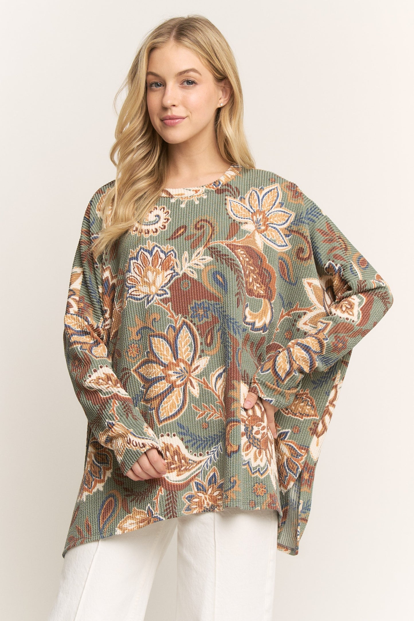 Long Sleeve Paisley Urban Ribbed Top