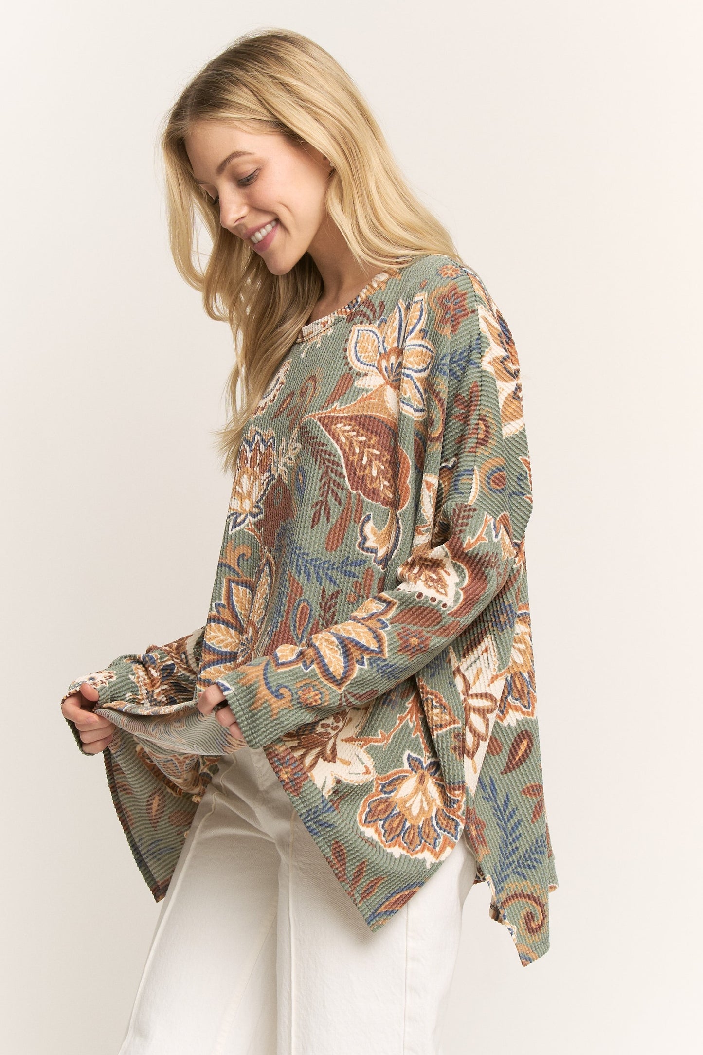 Long Sleeve Paisley Urban Ribbed Top