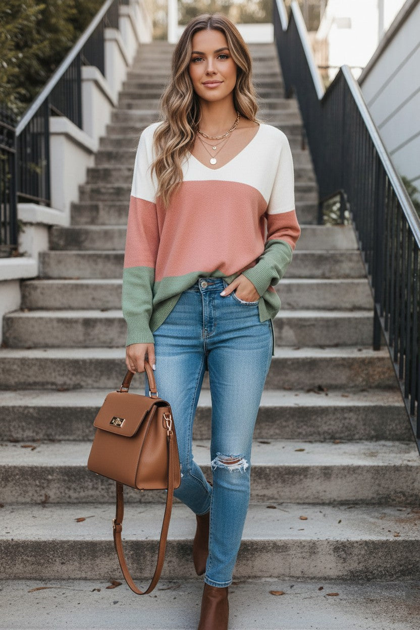 Color bock long sleeve