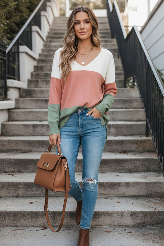 Color bock long sleeve