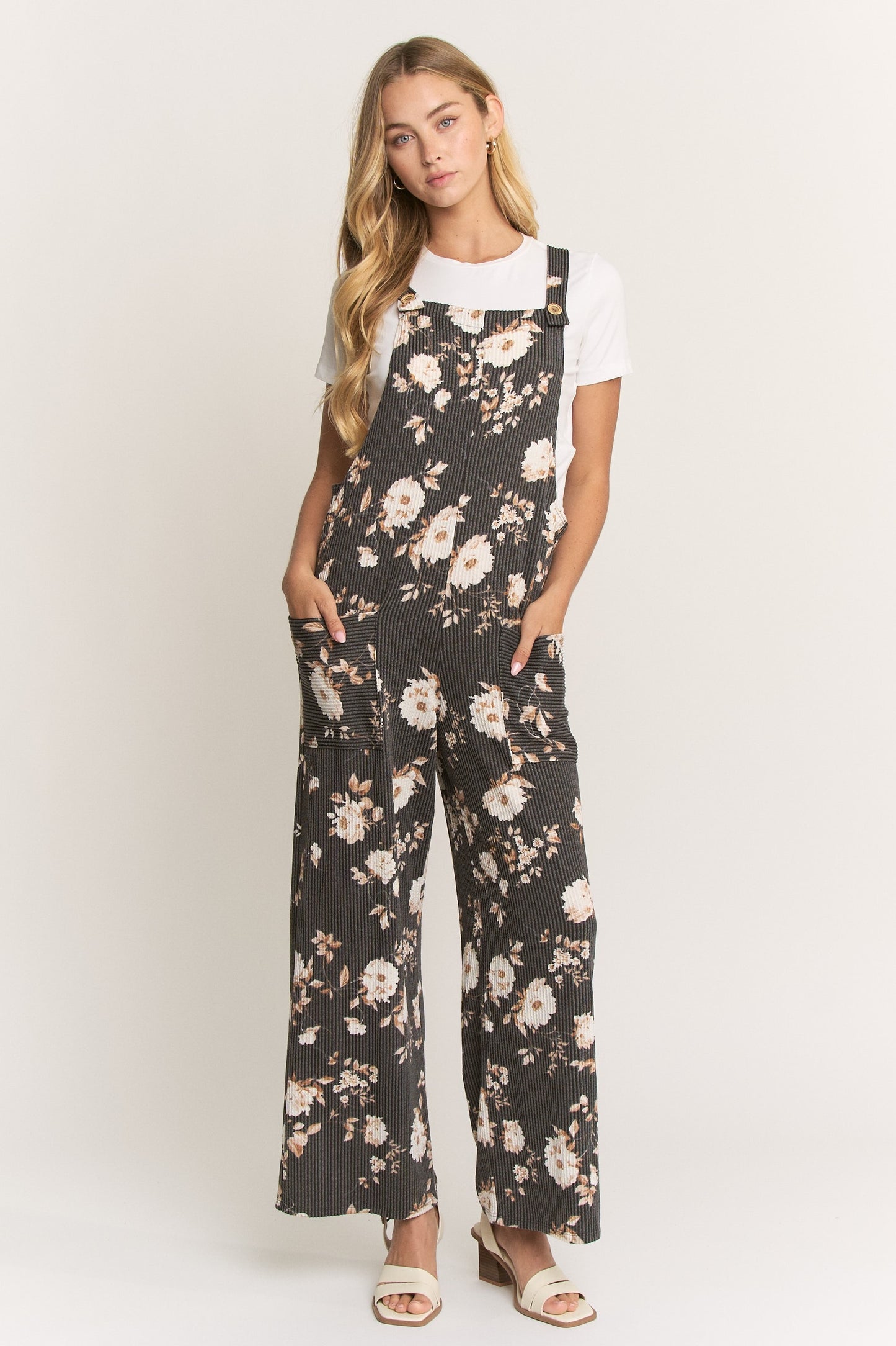 Sleeveless Floral Urban Ribbed Jumpsuits