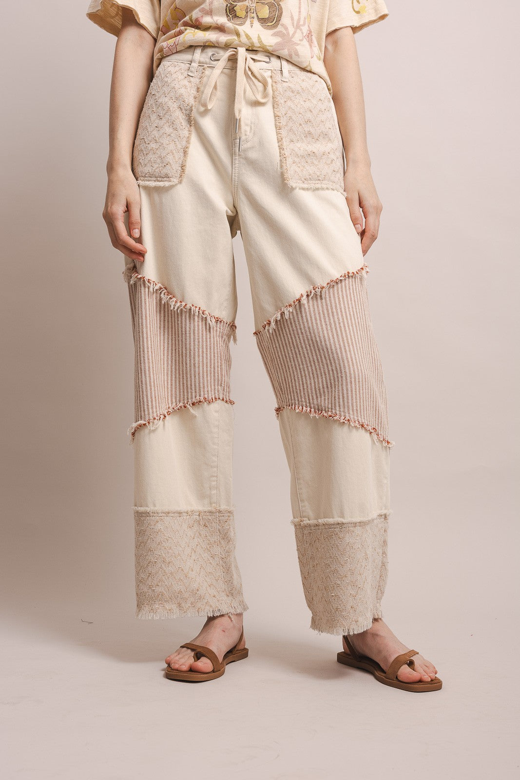Contrasting Panel Patchwork Pants