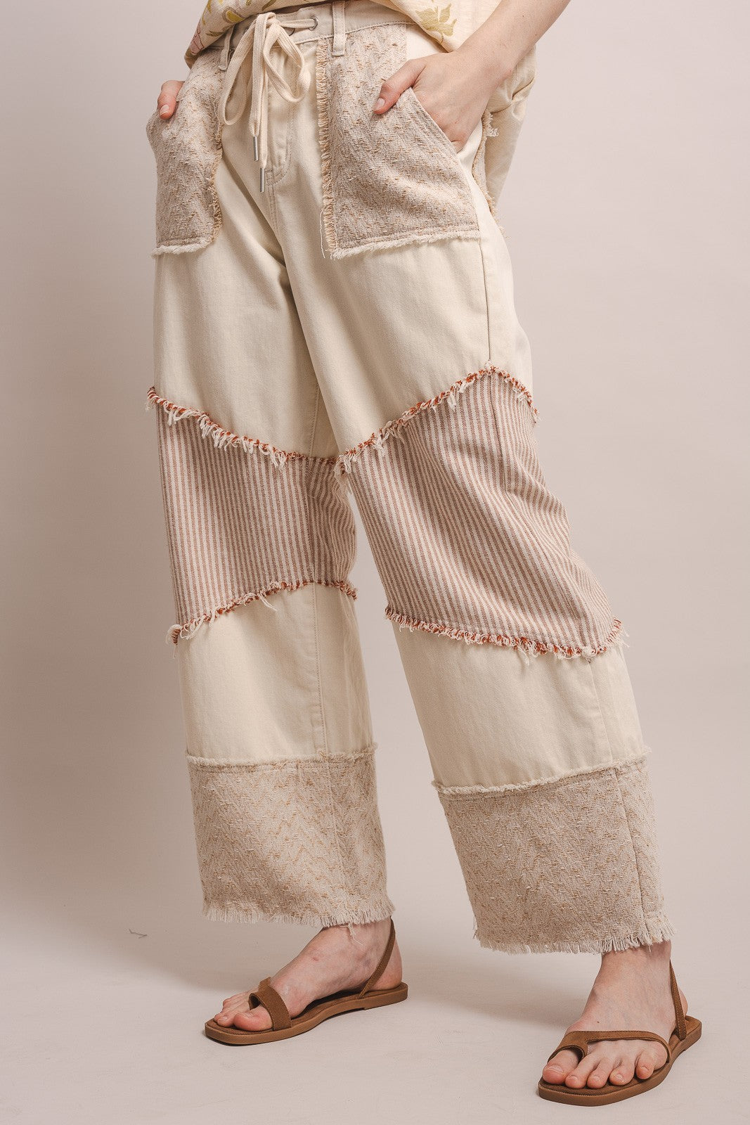 Contrasting Panel Patchwork Pants