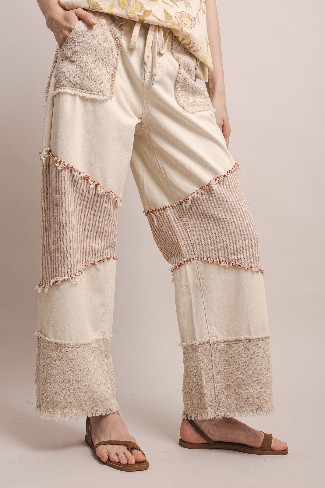 Contrasting Panel Patchwork Pants