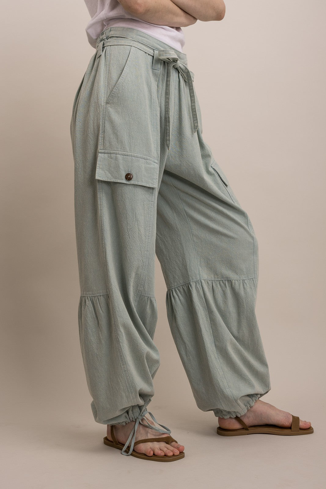 Ruched Seamed Cargo Pants