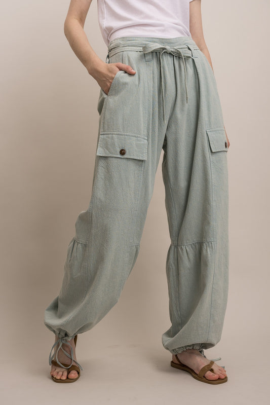 Ruched Seamed Cargo Pants