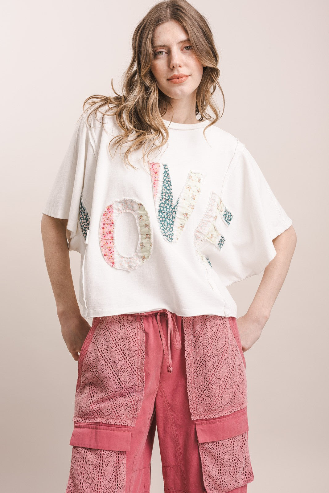 Love Patchwork Wide Dolman Tee