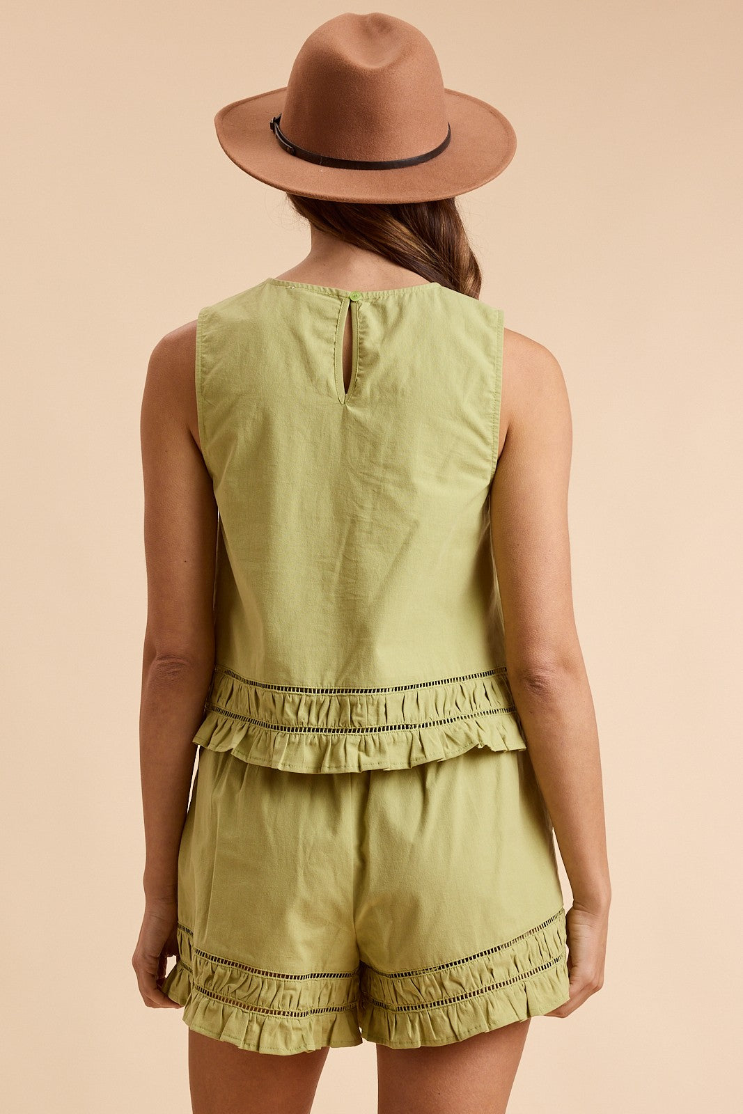 Sleeveless Top & Shorts Set With Ruching Detail