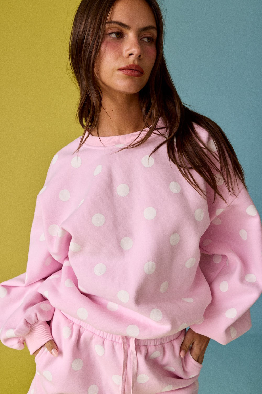 Pink & White polka dot 2 piece set