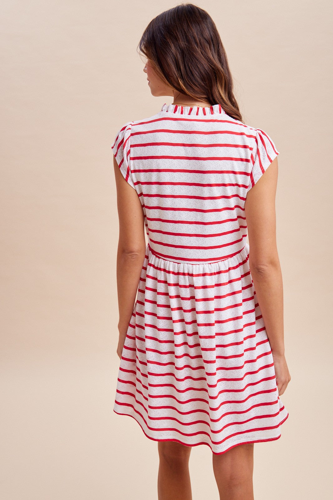 4th July Stripe Knitted Lace Babydoll Mini Dress