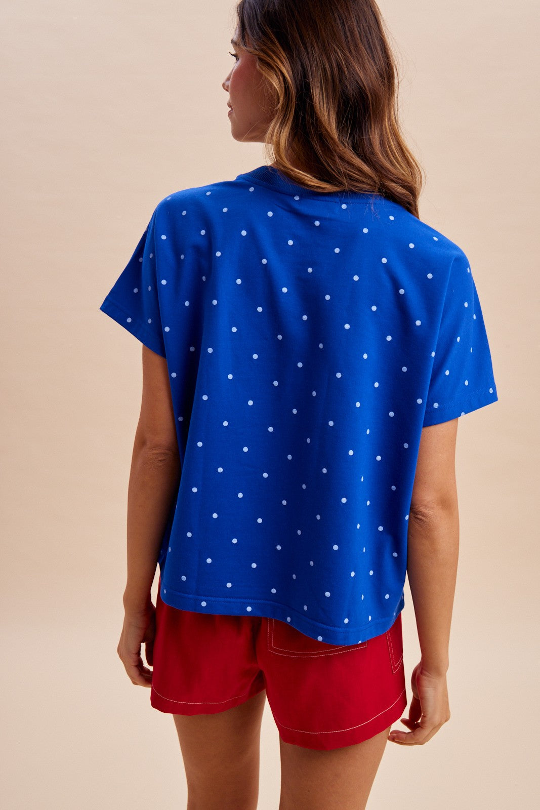 4th Of July America Patch Polka Dot Knit Top