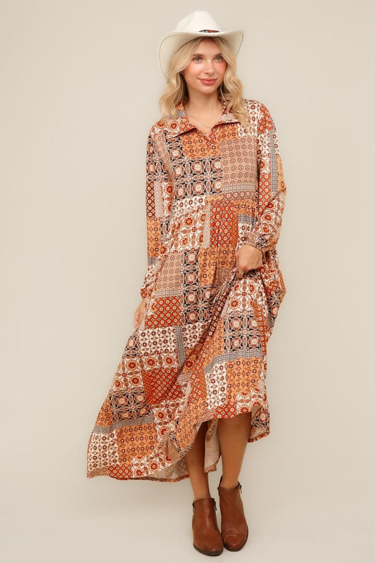 Fit And Flare Maxi Bohemian With Side Pockets