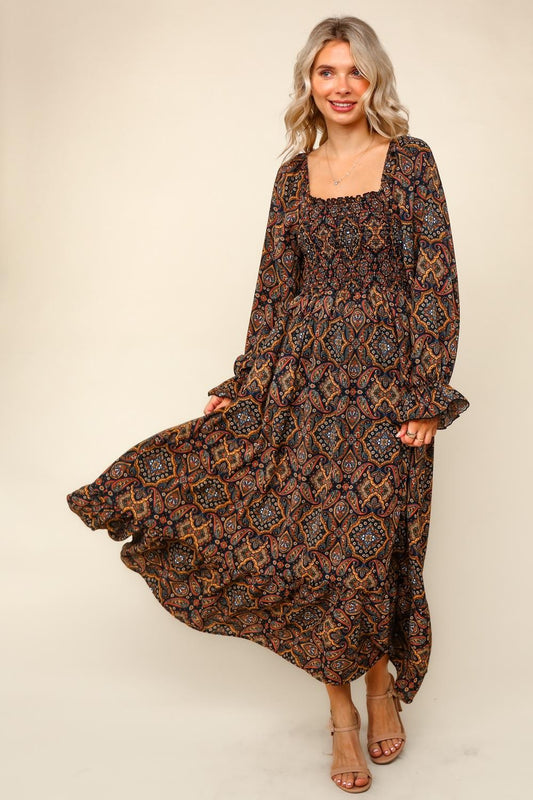 Bohemian Woven Maxi Dress W/side Pockets