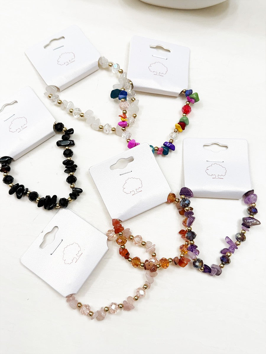 Variety Tone Irregular Stone Stretch Bracelets