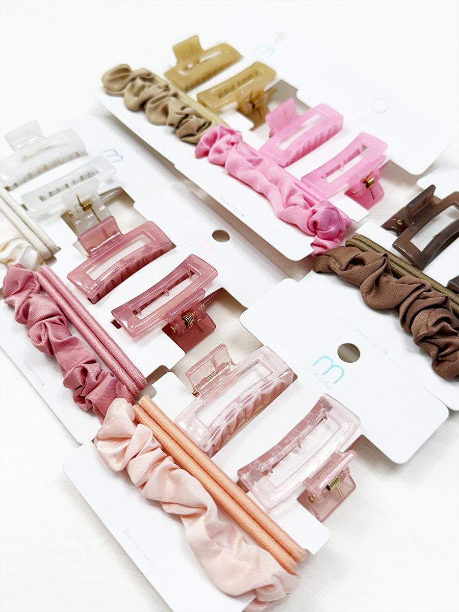 Mini Jaw Clips With Matching Hair Ties