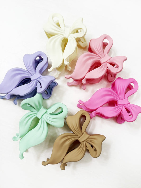 Soft Tone Matte Bow Hair Clip Claw