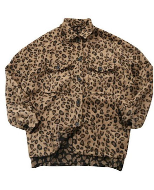 Animal print denim jacket