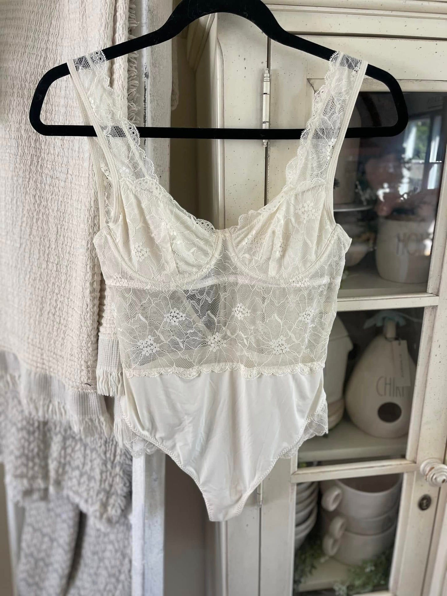 white lace bodysuit