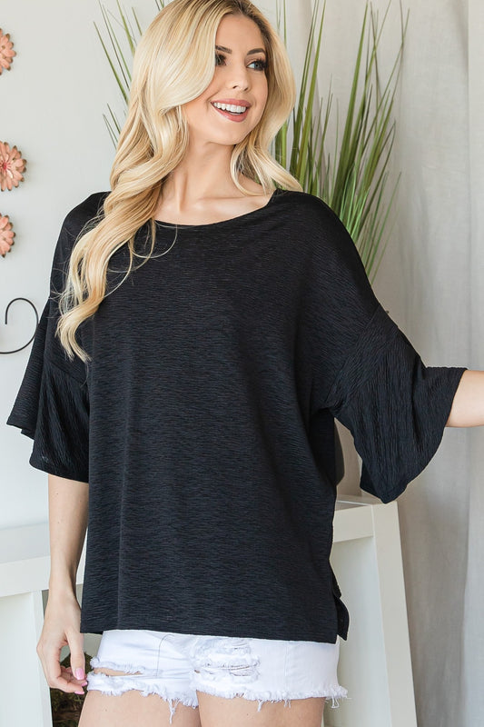 Black short sleeve top