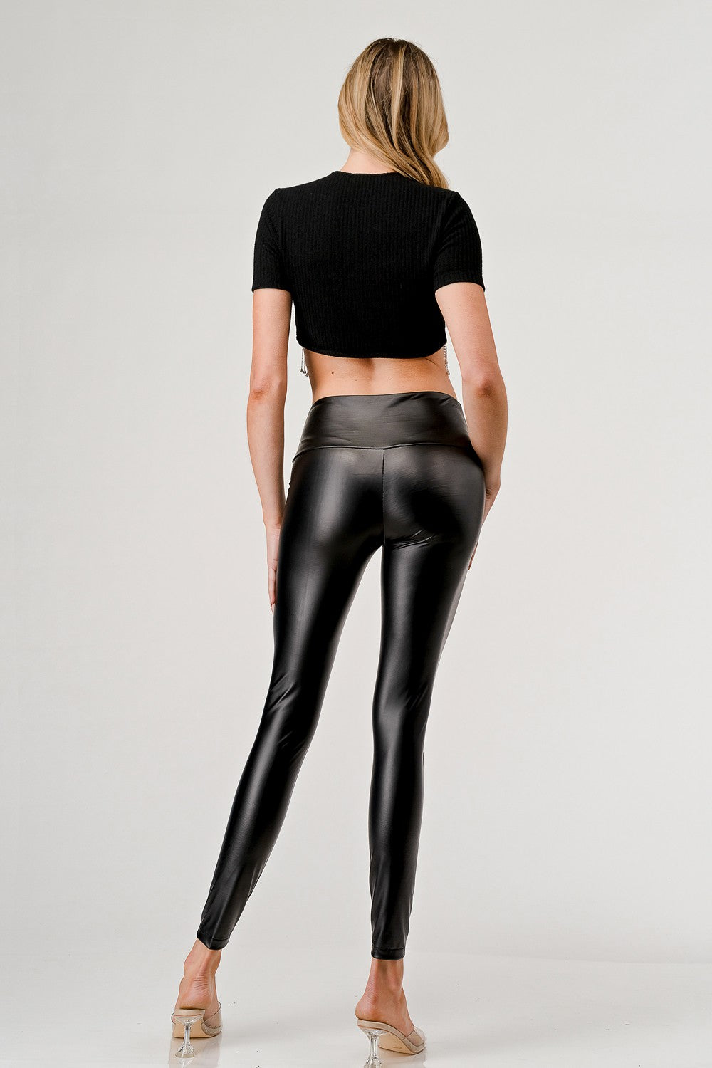 Black faux leggings