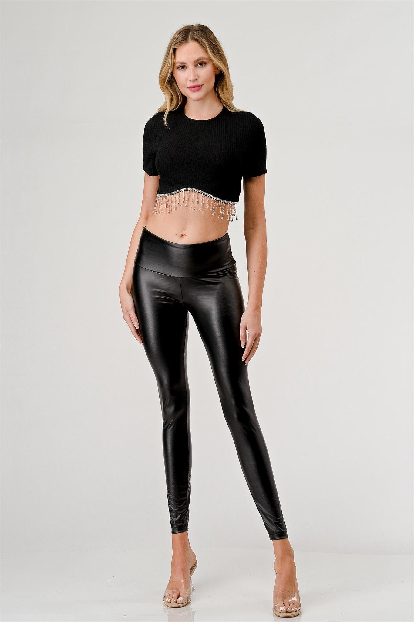 Black faux leggings