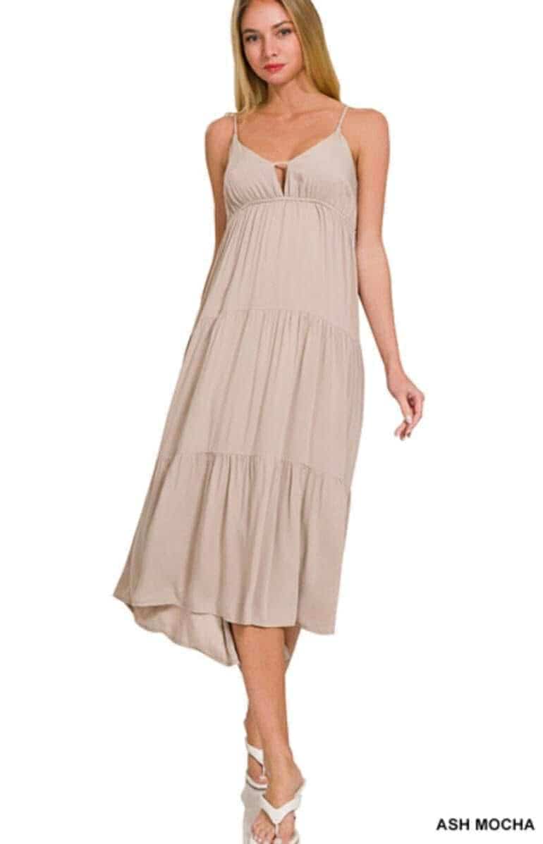 Adjustable strap Summer dress midi