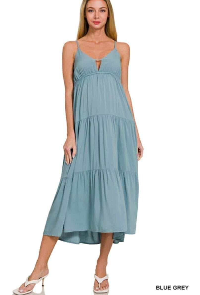 Adjustable strap Summer dress midi