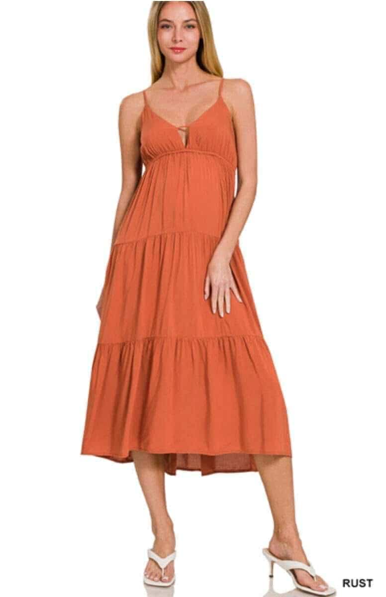 Adjustable strap Summer dress midi