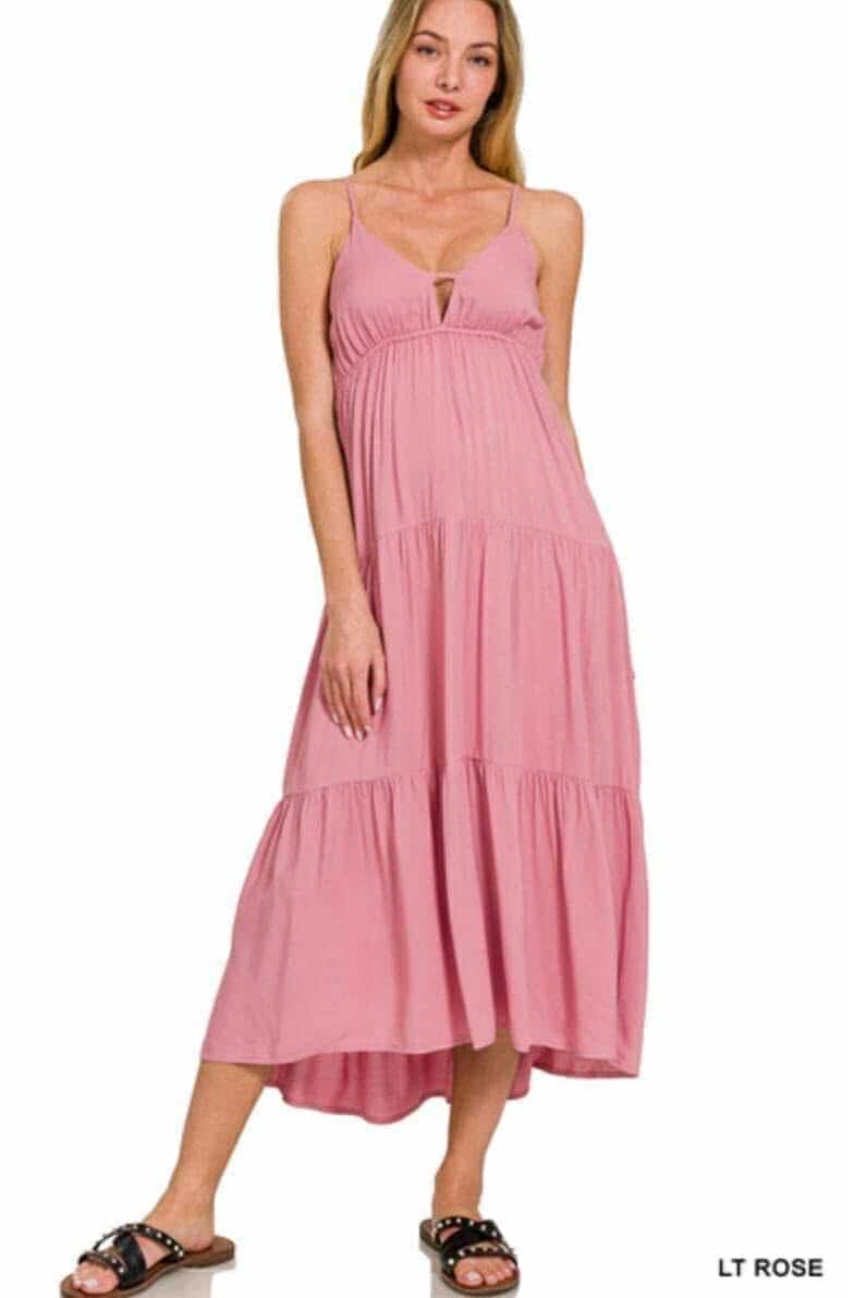 Adjustable strap Summer dress midi