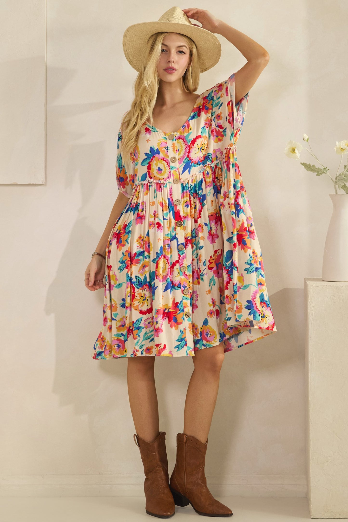 Floral Bliss Button-front Dress