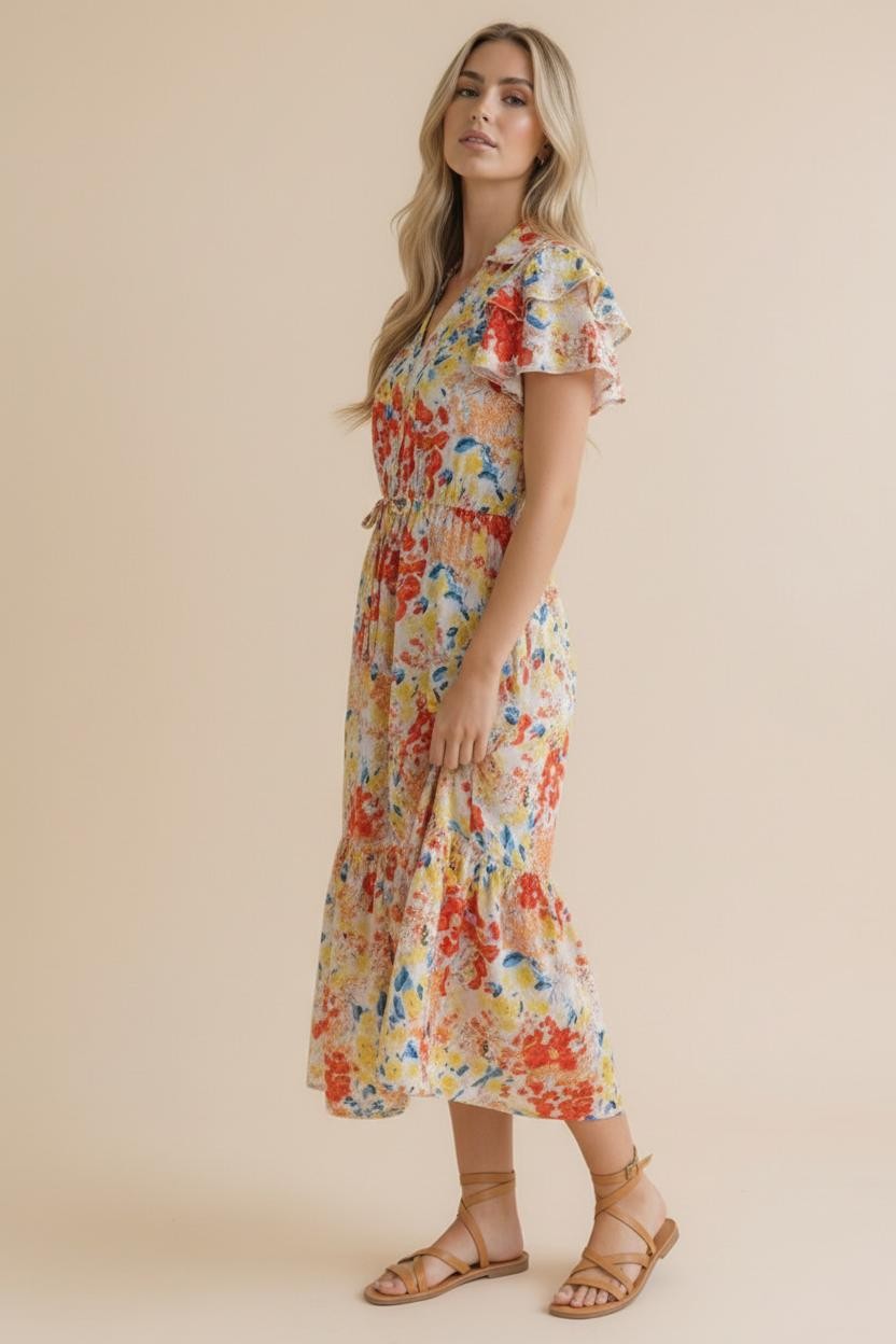 Floral Print Woven Maxi Dress