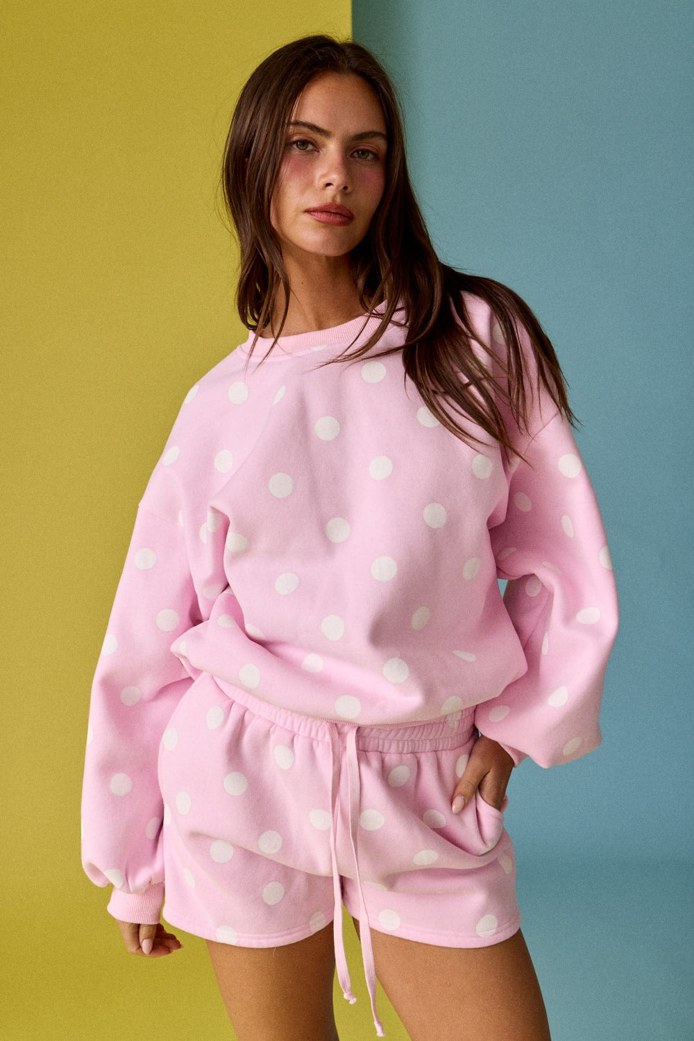 Pink & White polka dot 2 piece set