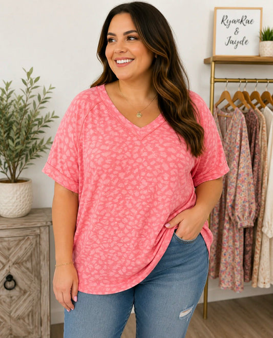 Curvy Coral printed summer top