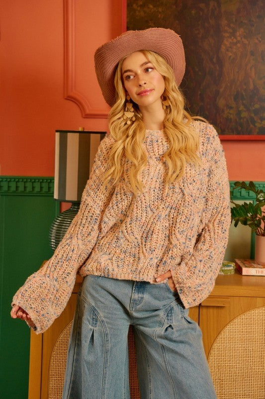 Textured Multi Colors Sweater Top Relaxed Fit