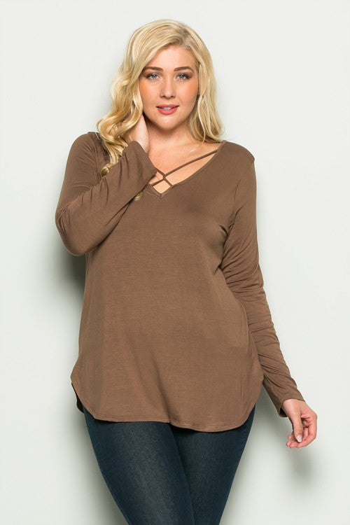 Front X Lace Detail Top Plus Size