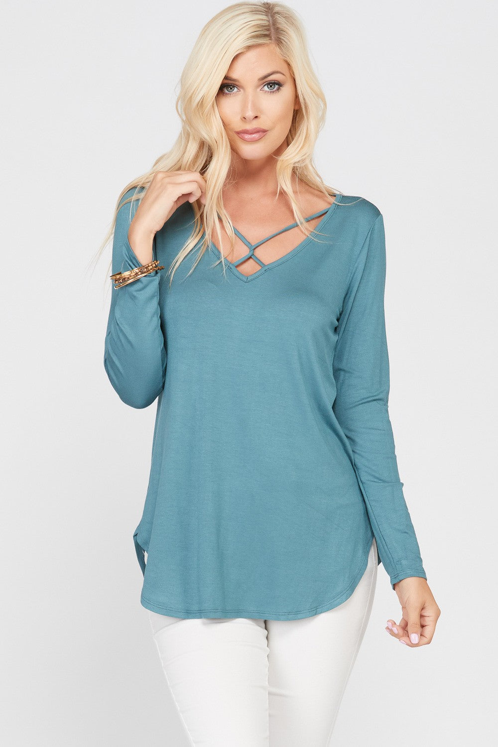 Front Cross Accent Detail Top