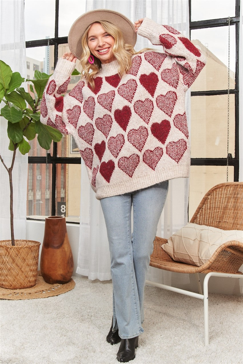 Heart Print Pullover
