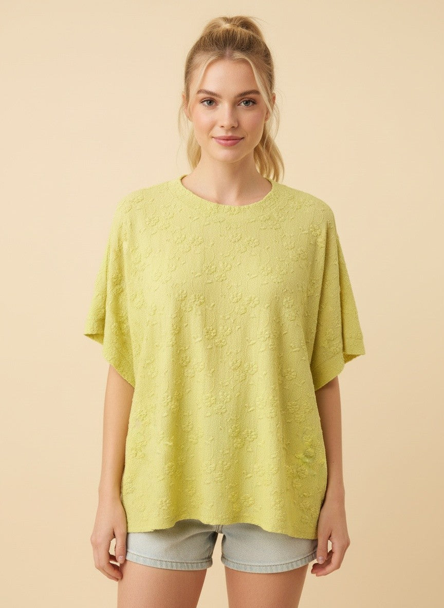 Curvy Eyelet short sleeve yellow top