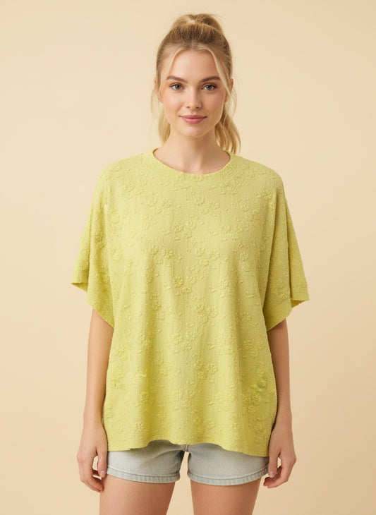 Curvy Eyelet short sleeve yellow top